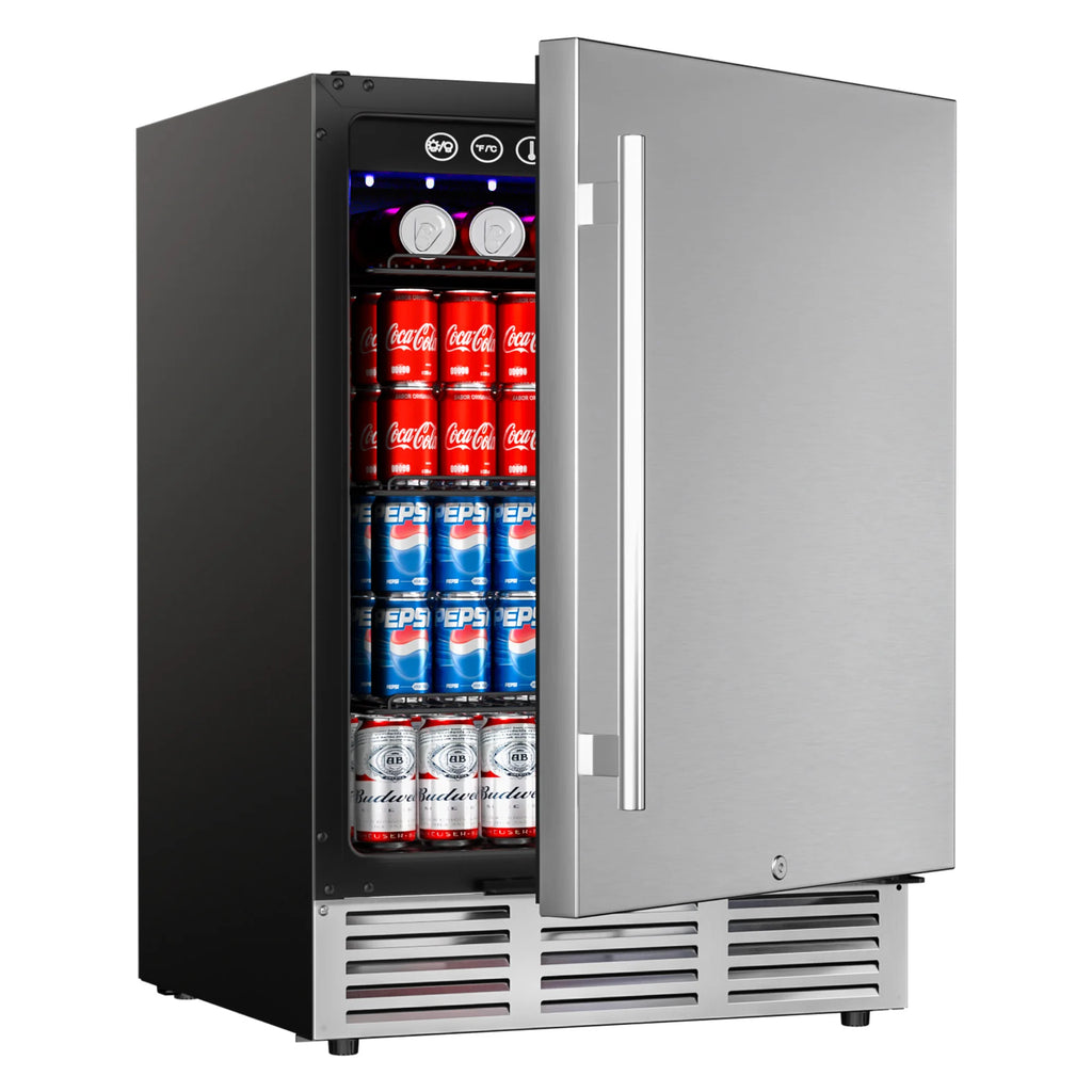 Simzlife 15/22.6-inchs Built-in Beverage Refrigerator,Single-Zone 130/180 Cans，Wine Cabinet, LED Temperature Control,Silver