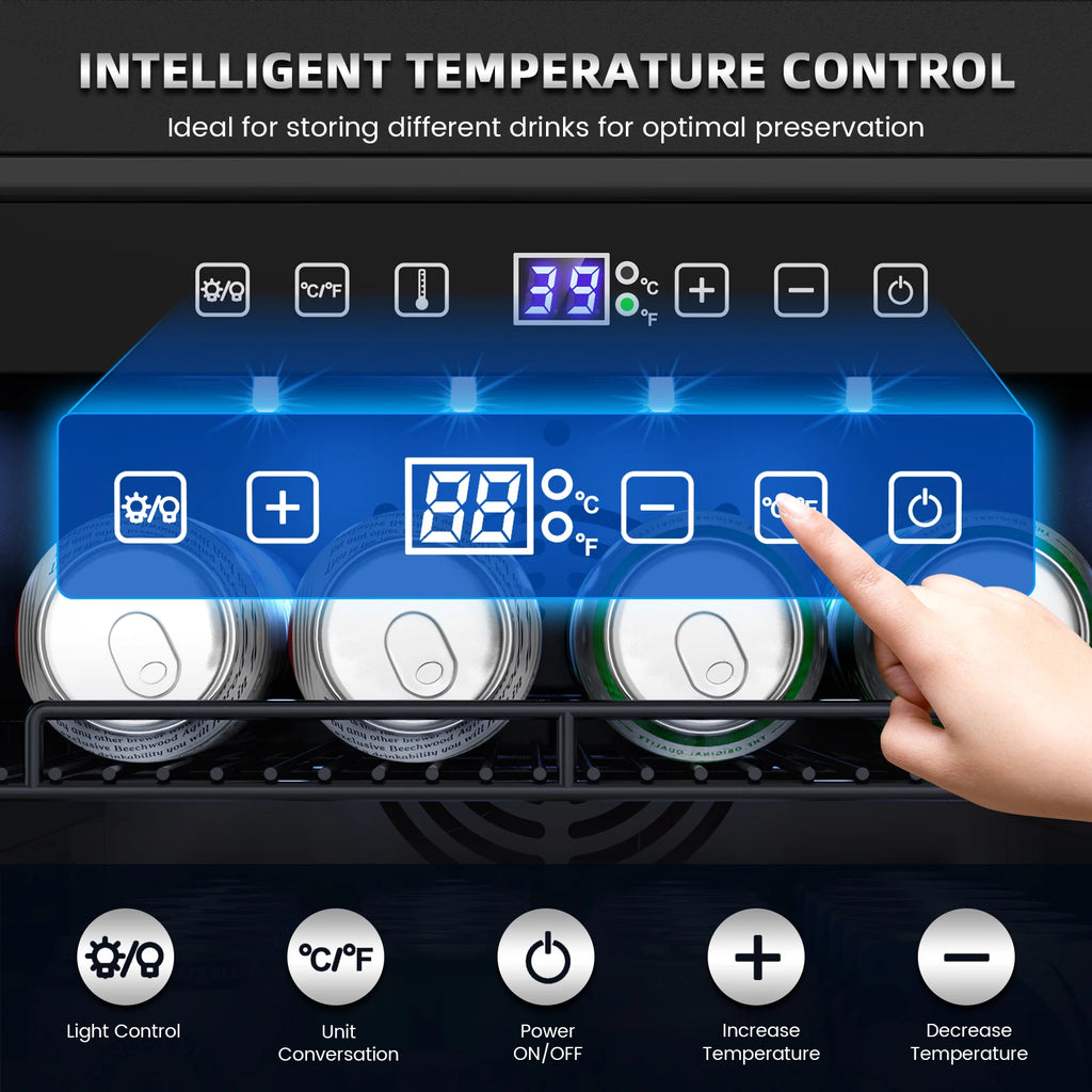 15 Inch Outdoor Beverage Fridge Stainless Steel Beverage Cooler Under-counter Beer Fridge Indoor/Outdoor Beverage Refrigerator