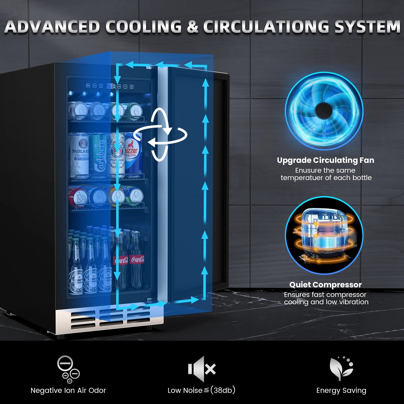 15 Inch Outdoor Beverage Fridge Stainless Steel Beverage Cooler Under-counter Beer Fridge Indoor/Outdoor Beverage Refrigerator