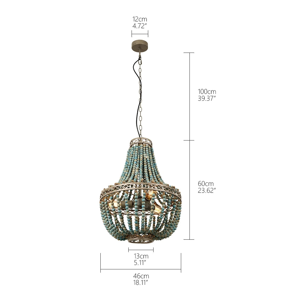 Retro loft vintage rustic round wooden beads chandelier E27 LED hanging lamp decor lights modern for living room hotel kitchen