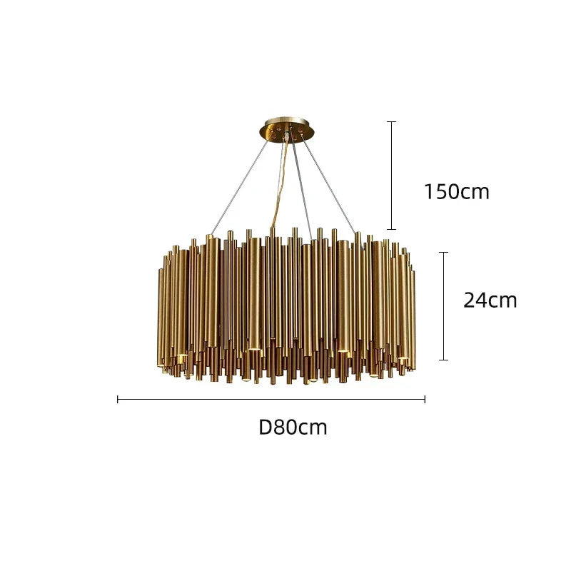 Modern Simple Gold Ceiling Chandelier LED Pendant Lights Living Room Villa Stainless Steel Creative Interior Indoor Lighting