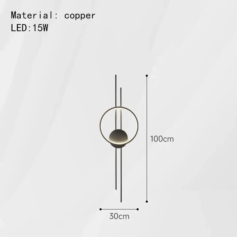 Modern Minimalist Copper LED Wall Lamp, Bedside Living Room Background Wall, Foyer, Aisle Atmosphere Decoration Wall Lamp