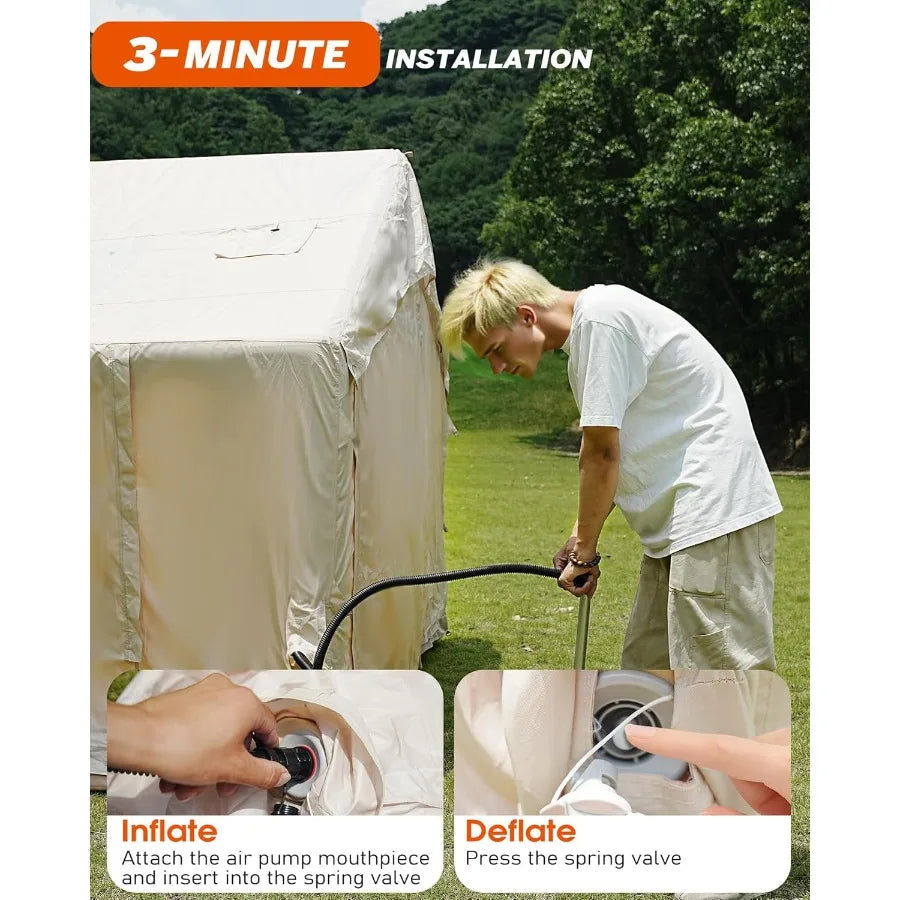 Inflatable Tent for Camping with Pump 46 Person ExtraSpace Blow up Tent 420D Waterproof Ox Glamping Air for Family 4 Season Inf