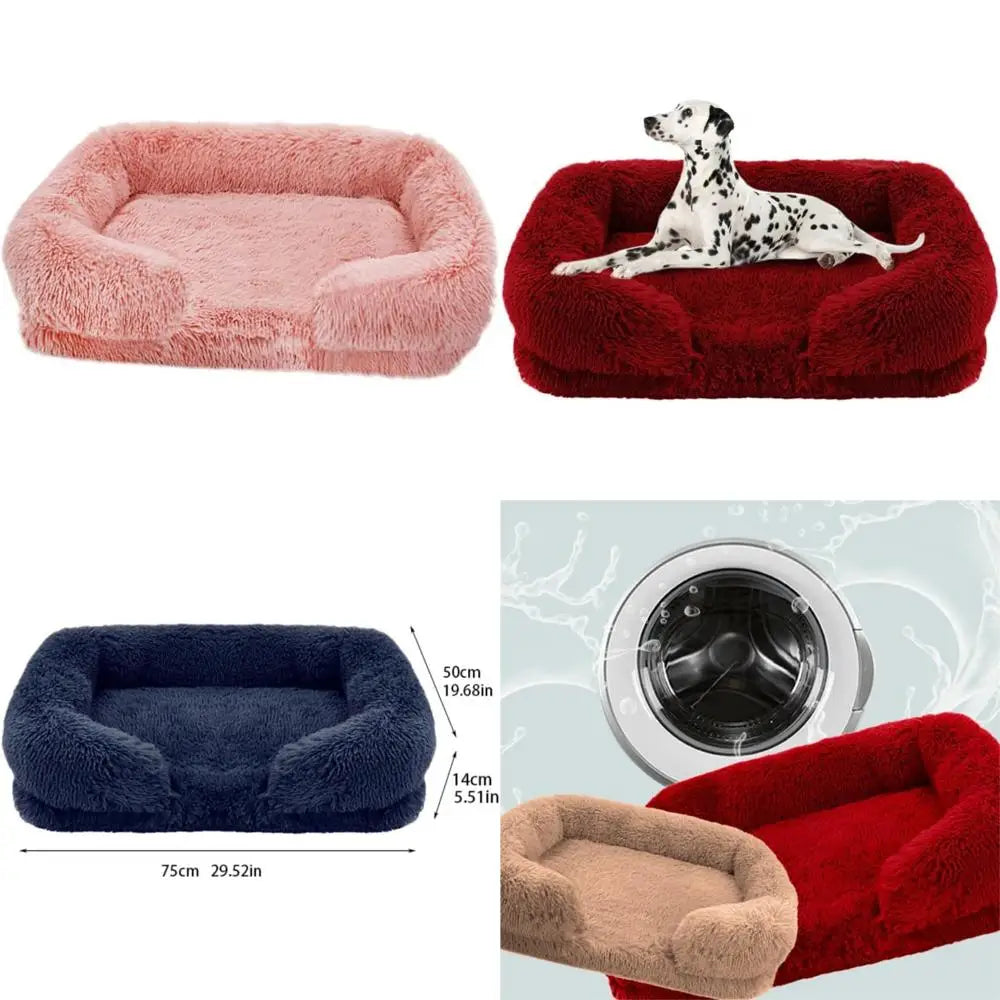 Autumn-Winter Warm Removable Dog Sofa Bed for Comfortable Pet Living, Ideal Square Kennel Pad for Cats and Dogs