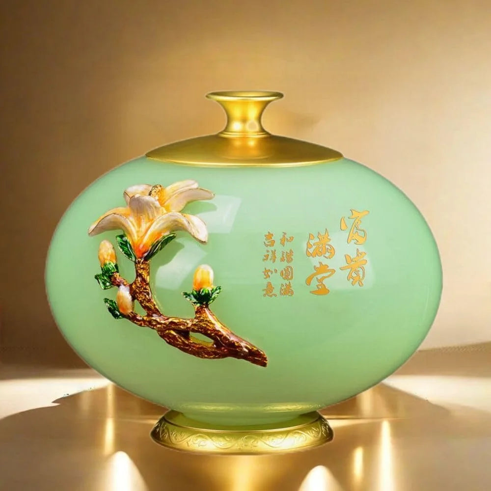 Luxurious Colored Glaze Crafted Vase for Home Decor, Ideal for Living Room and Cabinet Display, Perfect Housewarming Gift