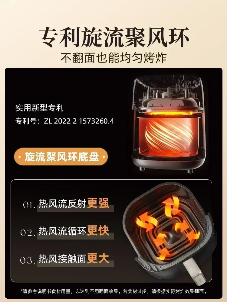 Visual Large Capacity Air Fry Pot, Home Flip Free New  Air Fryer Electric French Fryer Electromechanical Oven.