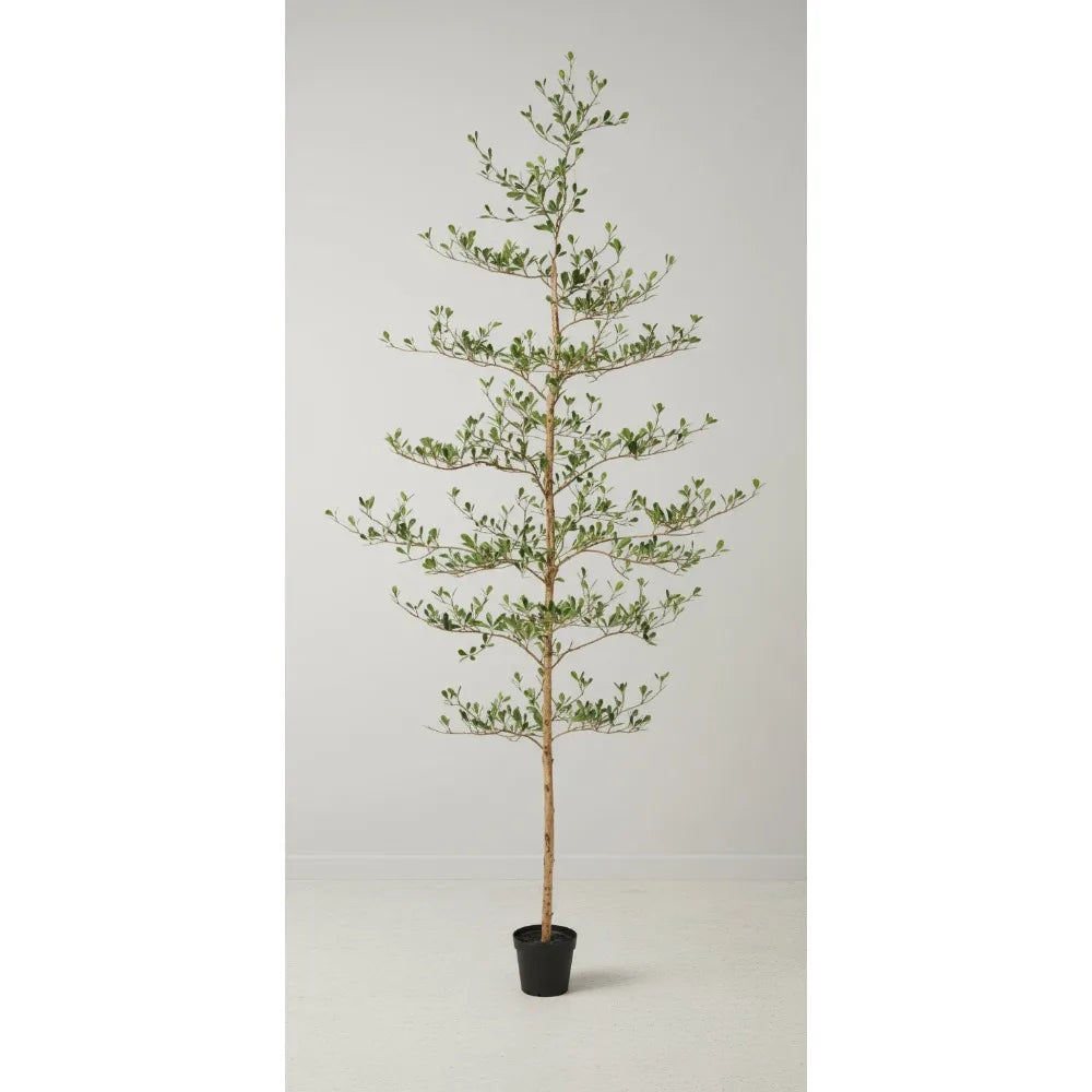7FT Artificial Olive Tree with Real Wood Trunk - UV Resistant Faux Plant for Home Office Decor