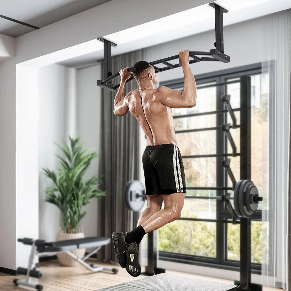 ceiling mounted pull-up bar, heavy-duty multi-grip pull-up bar, adjustable height, perfect for home gyms and strength training