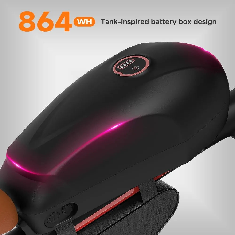 Qnut Electric Bike for Adults 28Mph 1500W, Moped Style Ebike with Fat Tire 48v 18Ah Battery 60 Miles 7 Speed Commuting E-Bike