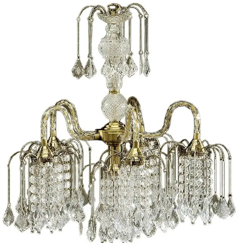 25" Metal Chandelier, Antique Brass Finish, Crystal Accents, Elegant Lighting Fixture for Home Décor, Modern Design, Perfect