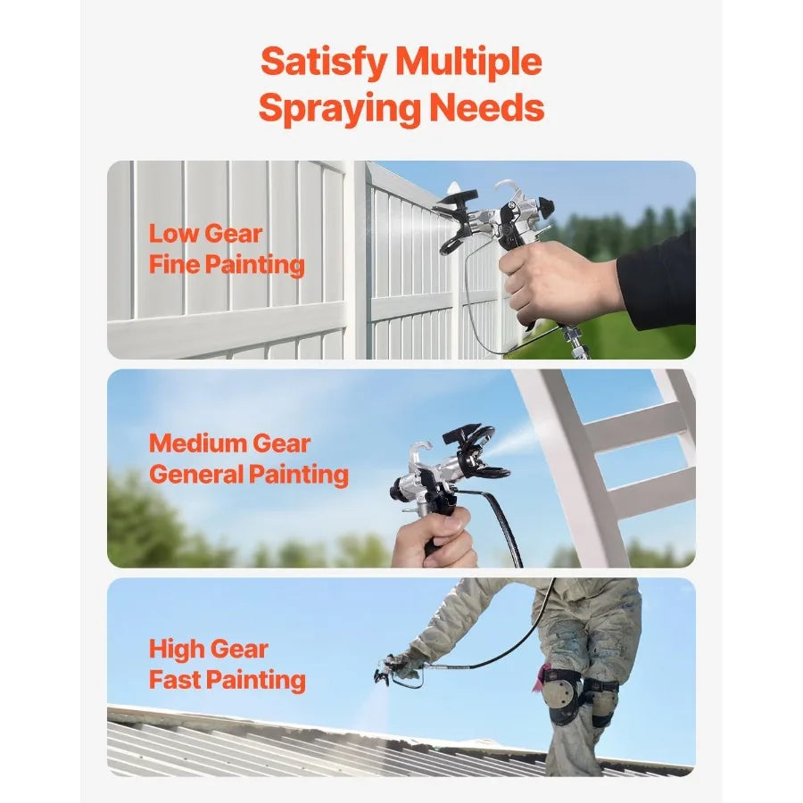 High Efficiency Electric Airless Paint Sprayer with Cart for Home Interior and Exterior Painting Applications 950W 3000PSI Deli