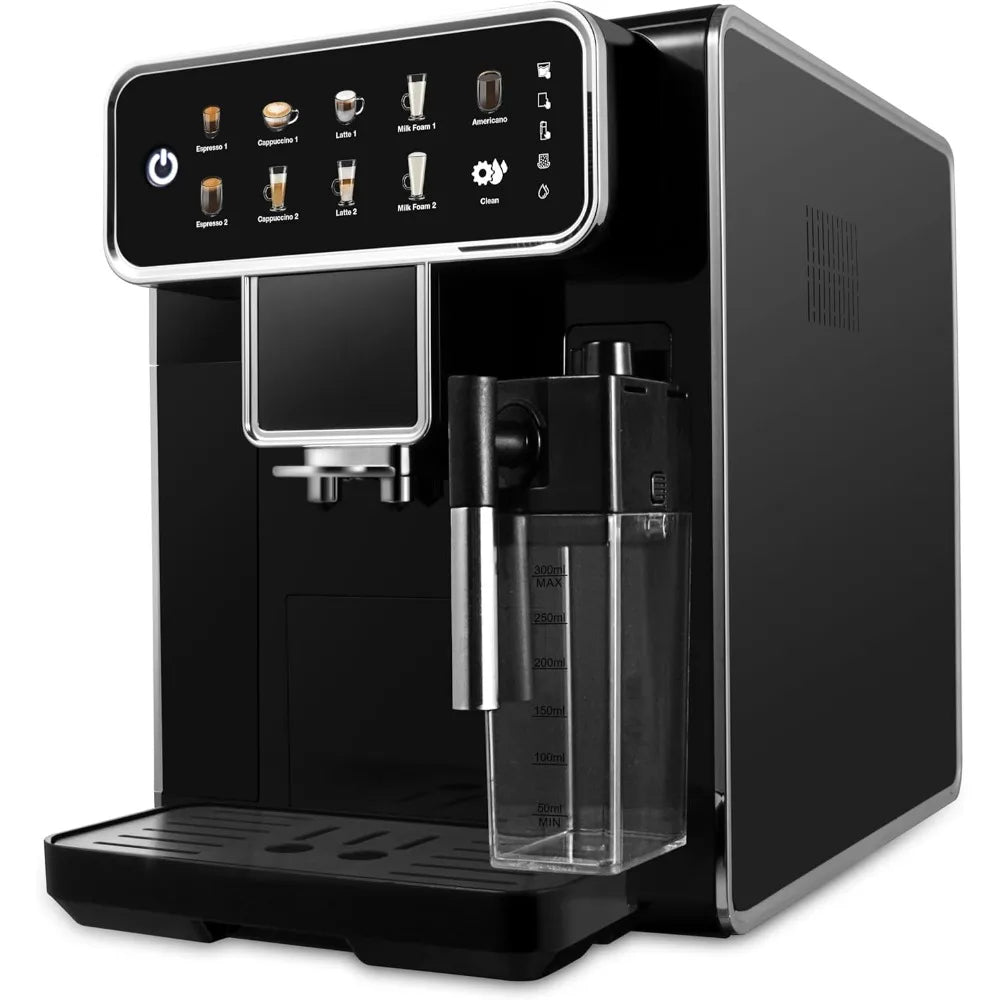 Fully Automatic Espresso Machine 12 Cup Coffee Maker One-Touch Cappuccino/Latte/Americano/Espresso with Self-Cleaning & Adjustab