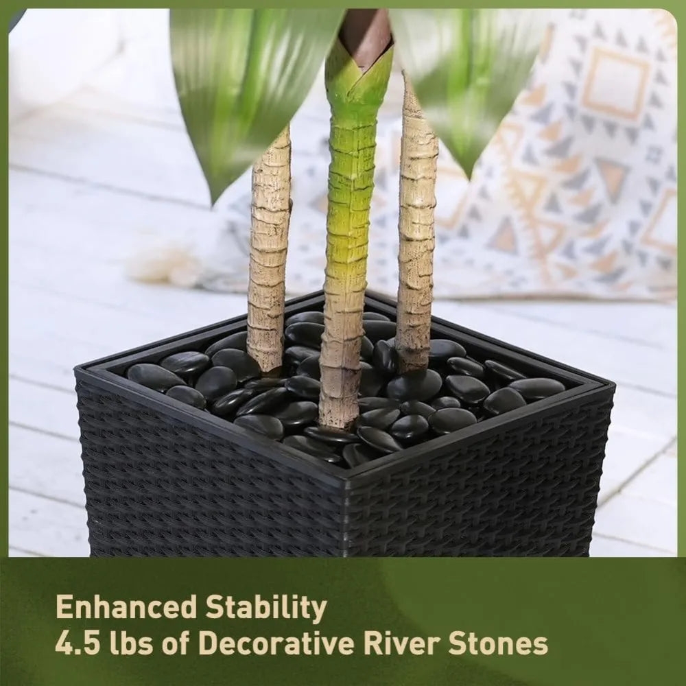 5FT Artificial Dracaena Tree with Planter & Pebbles - UV Resistant Faux Plant for Home Office Decor