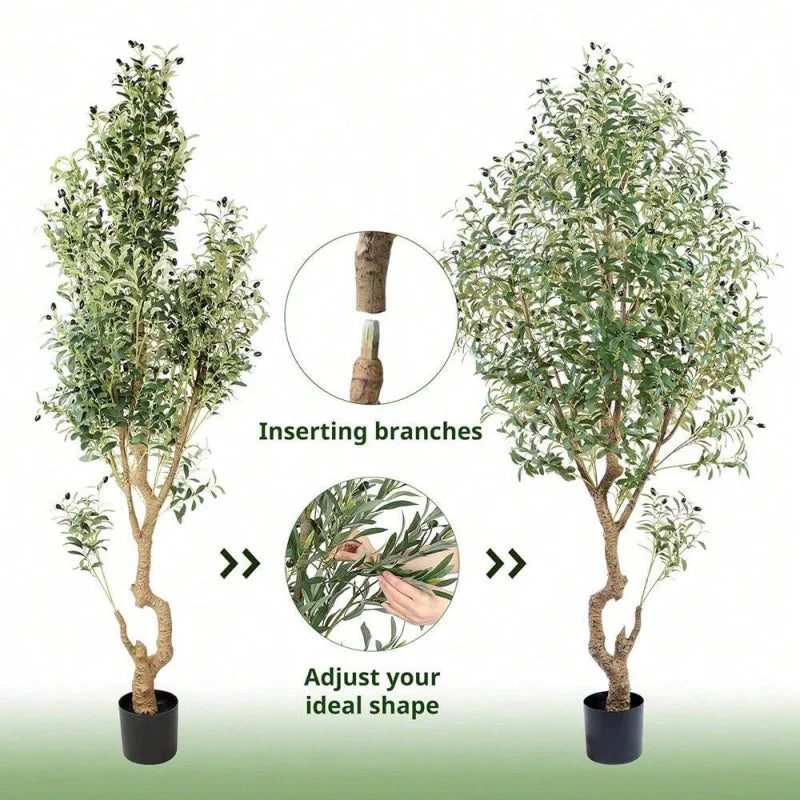 7ft Artificial Olive Plant With Plastic Pot Indoor Outdoor Artificial tree decoration living room Gift Shipping from the USA