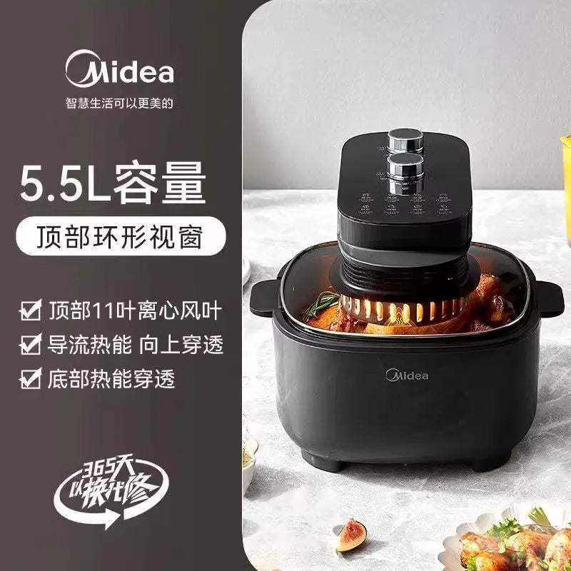 Midea air fryer visual no-turn-over large-capacity multi-functional intelligent 5.5L new household electric fryer