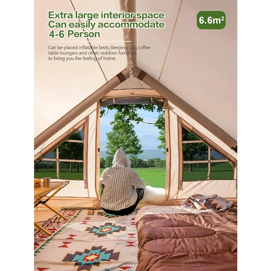 Inflatable Camping Tent 2 4 6 8 Person Glamping Inflatable Tents for Camping 2025 Update Zipper Door Easy Setup Blow Up Tents B