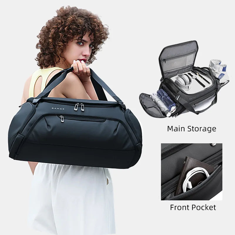2024 BANGE Gym Bags For Men and Women Waterproof and Moistureproof Dry and Wet Separation Travel suitcases Woman Travel Bag