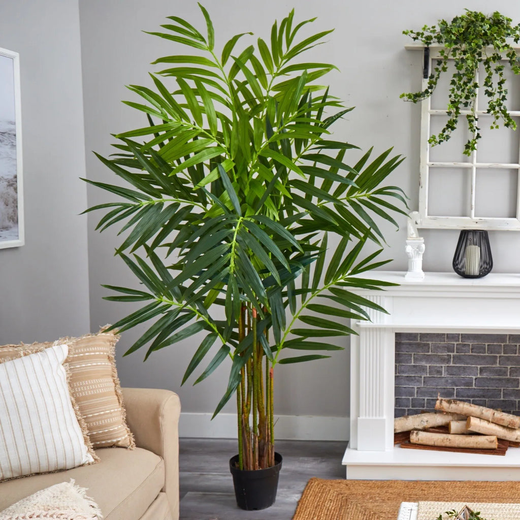 8’ Artificial King Palm Tree (Real Touch) Tropical Home Decor.