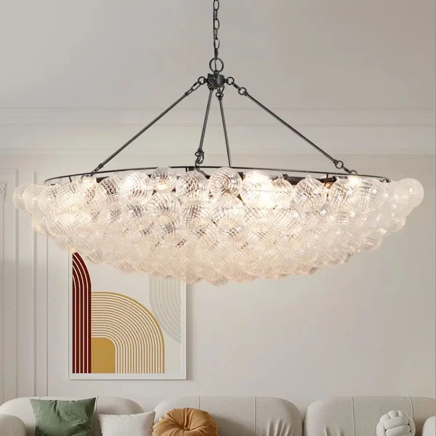Bubble Chandelier Modern Luxury Large Pendant Light Globe Ball Swirled Glass Chandelier for Living Room Dining Room Foyer