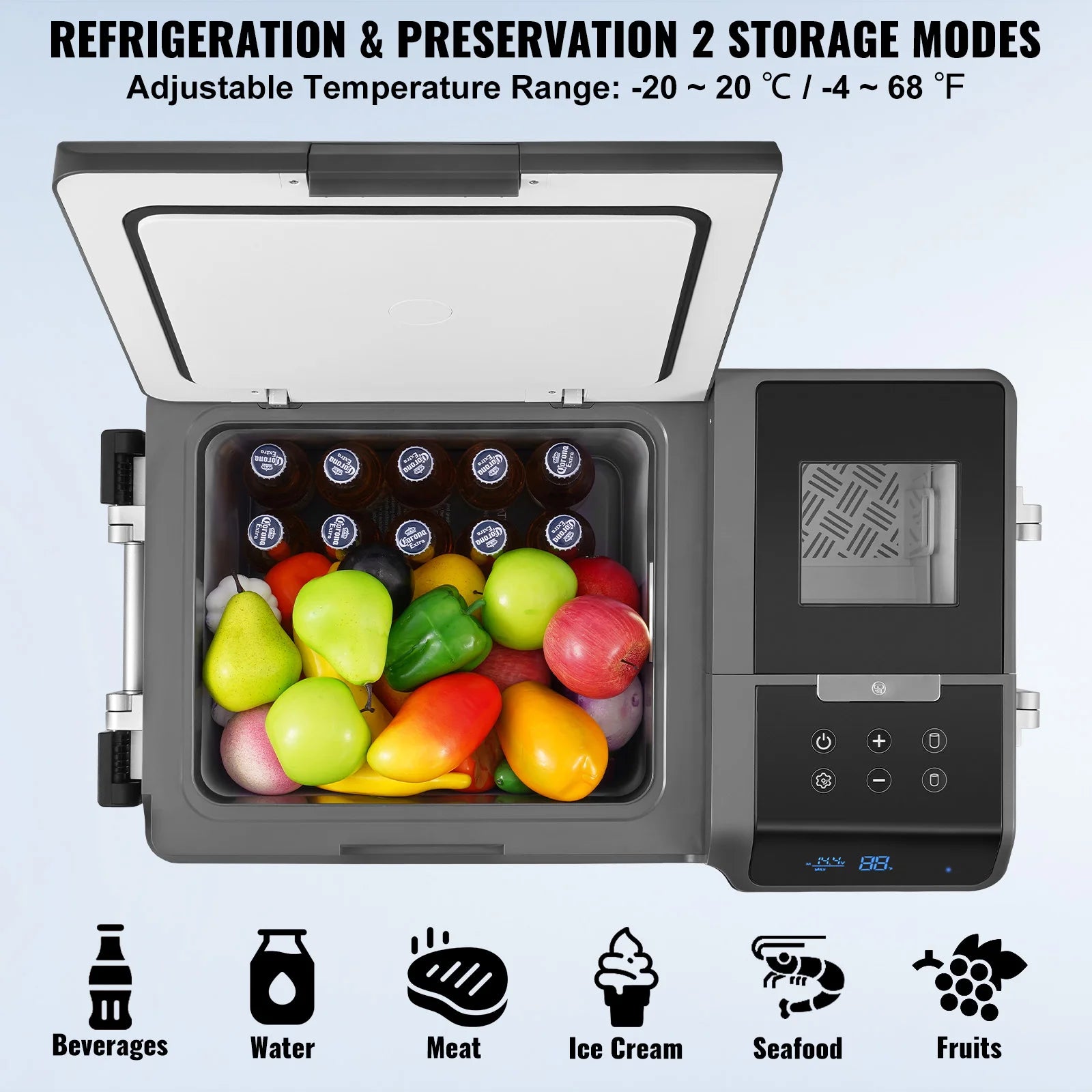 SucceBuy 37QT Portable Car Refrigerator with Ice Making Function 12 Volt Car Refrigerator Fridge Single Zone Portable Freezer
