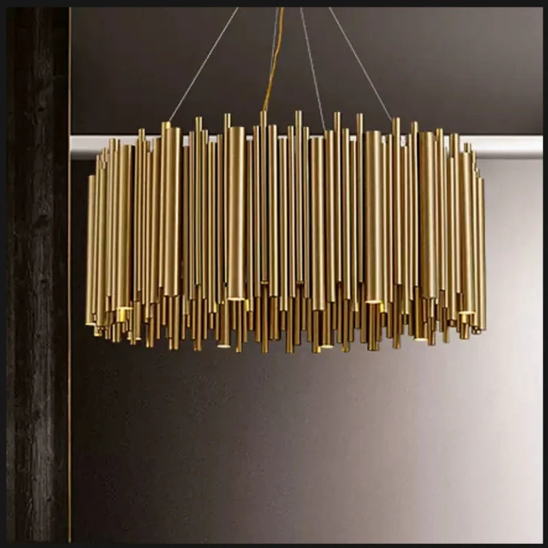 Modern Simple Gold Ceiling Chandelier LED Pendant Lights Living Room Villa Stainless Steel Creative Interior Indoor Lighting