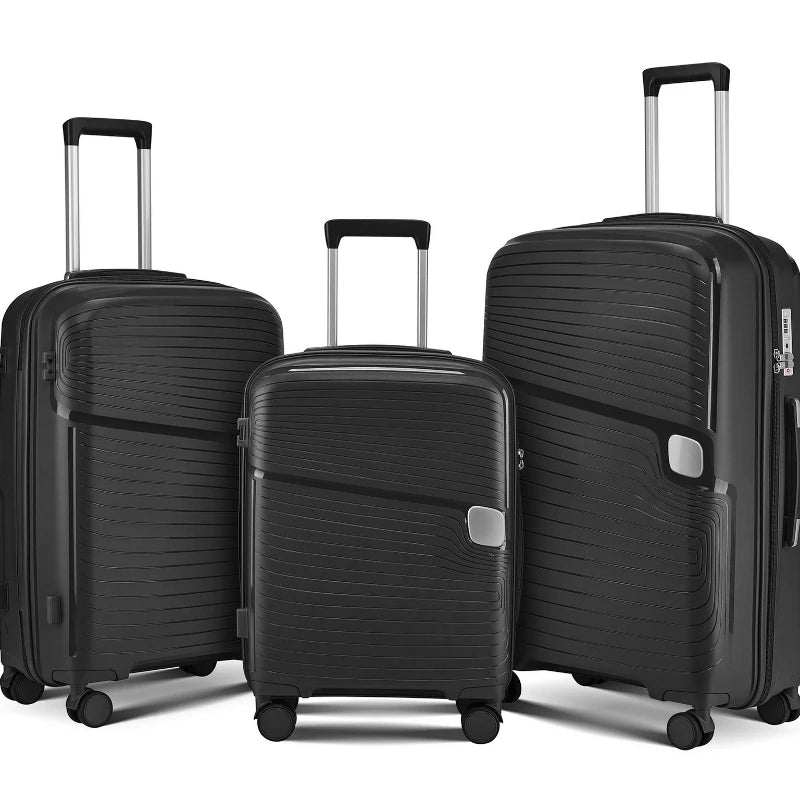 3 Set Large Capacity Students Trolley Case Zipper Thickening Rolling Luggage Case Combination Lock Luggage Travel Bag