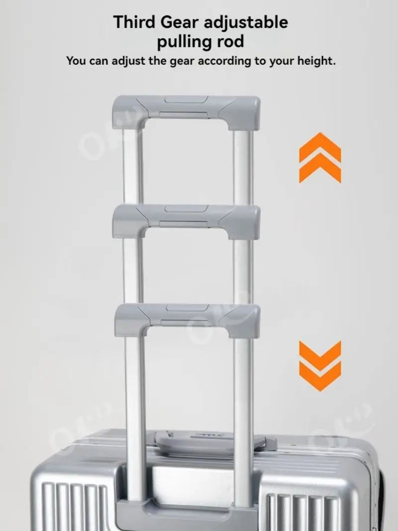 Front opening aluminum frame large capacity anti drop luggage compartment 20 inch universal wheel pull rod box 24 inch men's and