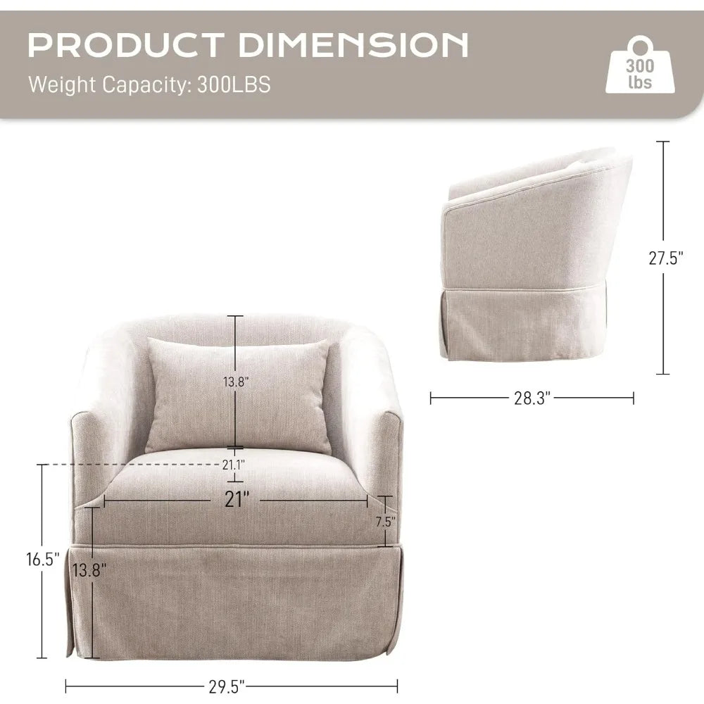 Swivel Accent Chair Set of 2, Mid Century Modern Swivel Barrel Chair for Living Room, Round Armchair Corner Chair for Bedroom, B