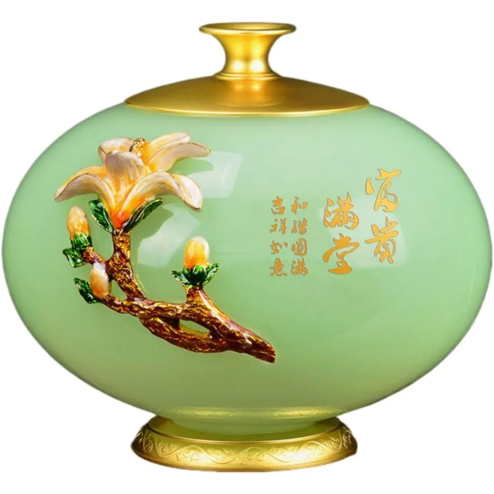 Luxurious Colored Glaze Crafted Vase for Home Decor, Ideal for Living Room and Cabinet Display, Perfect Housewarming Gift