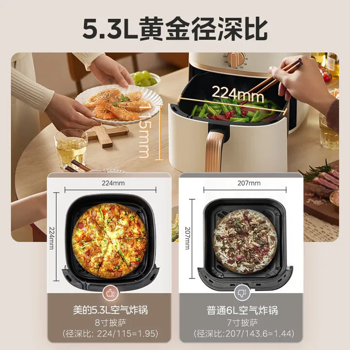 Midea Air Fryer - No Flipping Required, Dual Knobs, Large Capacity, Multifunctional Air Fryer with Steam and Grill Combination