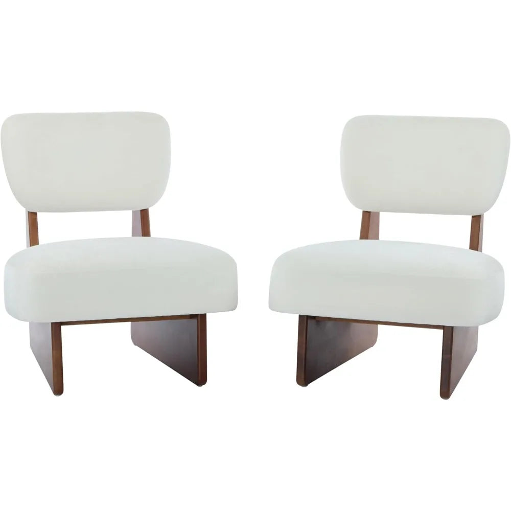 Christopher Knight Home Mores Low Profile Accent Chairs - Pair of Modern Fabric Armless Lounge Chairs for Comfortable Reading in