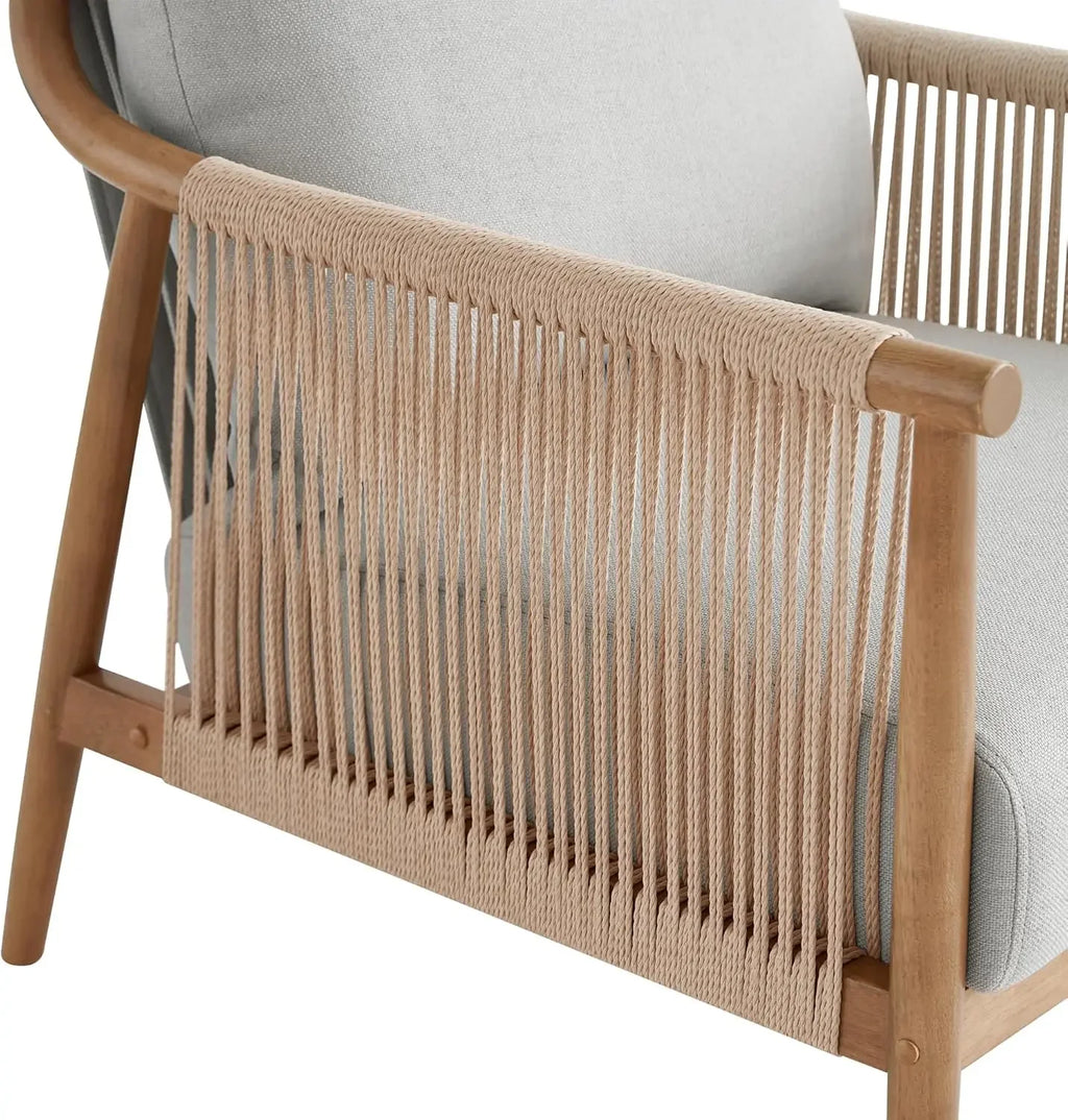 Braid Armchair Set of 2, Modern Accent Chair for Living Room, Light Grey