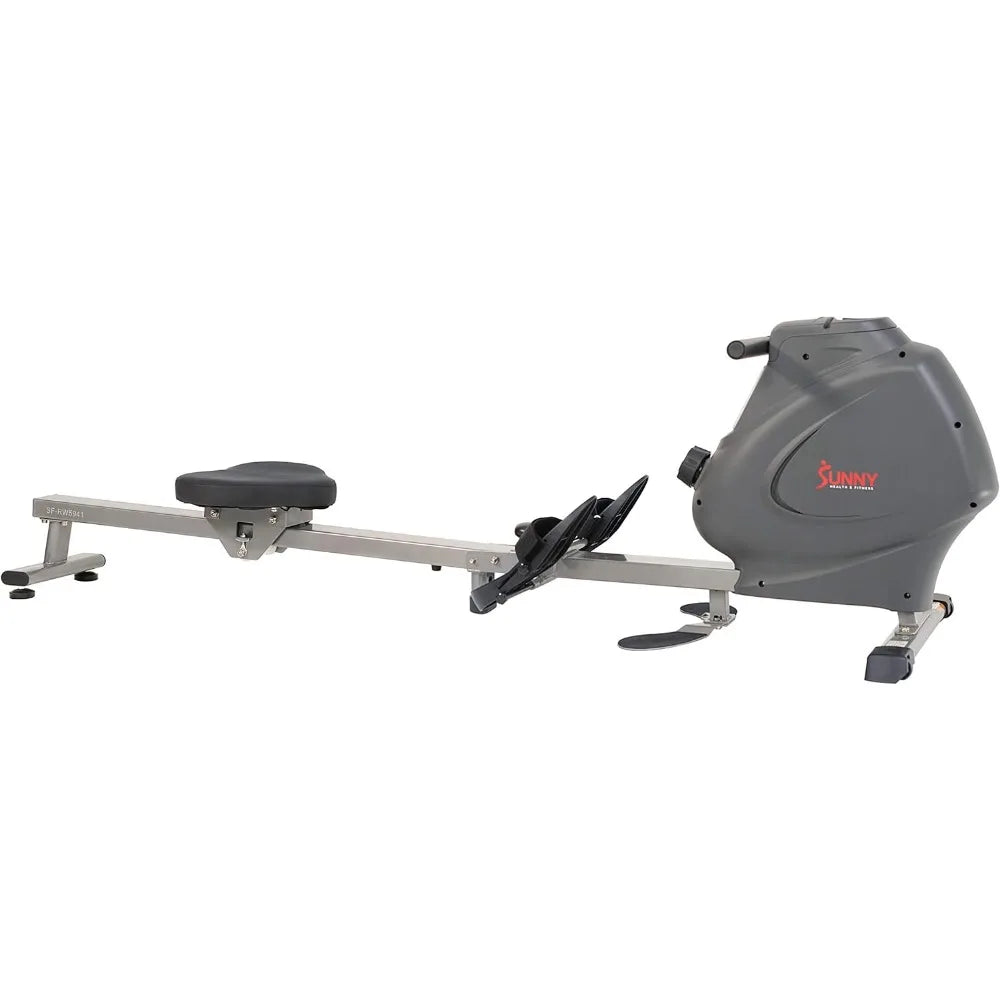 Premium Magnetic Rowing Machine by Sunny Health & Fitness with Multi-Function Exercise Options, Including Bicep Curls, Upward Ro