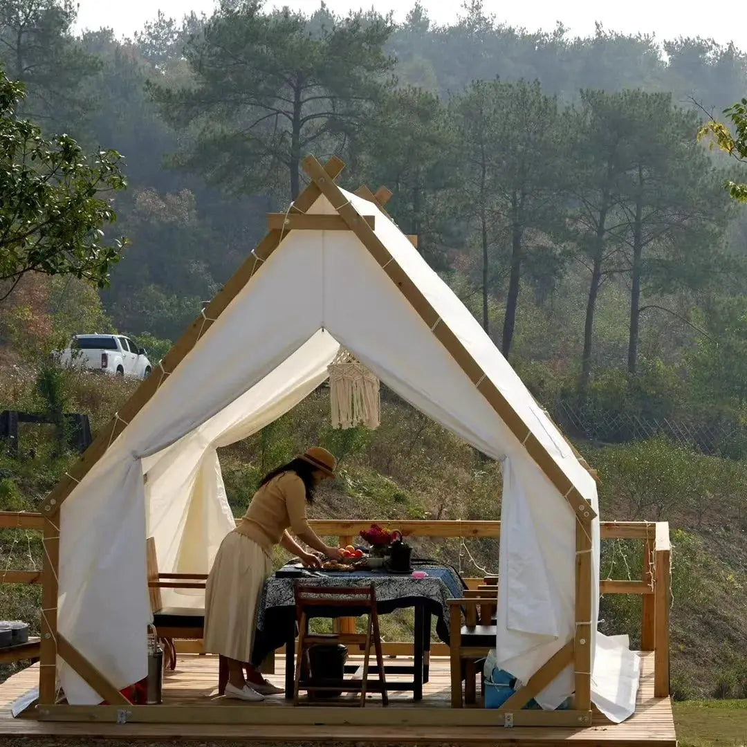 Customized 900D Oxford Cloth Triangle Tent Pentagonal Cabin Outdoor Camping BBQ Homestay Scenic Area Catering Event Tent