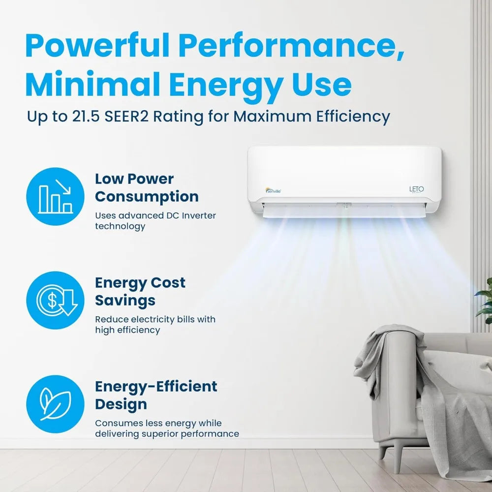 1 Ton 12000 BTU Mini Split Air Conditioner Heat Pump Inverter White Works with Alexa SEER2 20.8 Energy Efficient for Home
