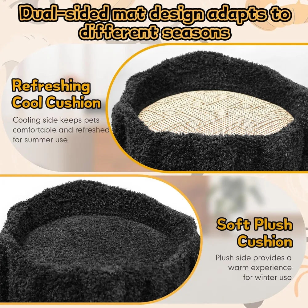 88.6 Inches Super Large Cat Tree,Soft Plush Multi-Level Climbing Tree Cat House,All-in-One Tall Cat Tower with Scratching Post,R