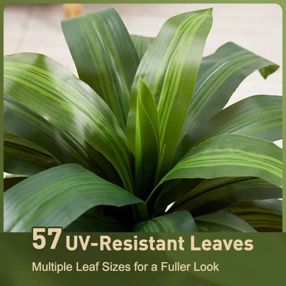 5FT Artificial Dracaena Tree with Planter & Pebbles - UV Resistant Faux Plant for Home Office Decor