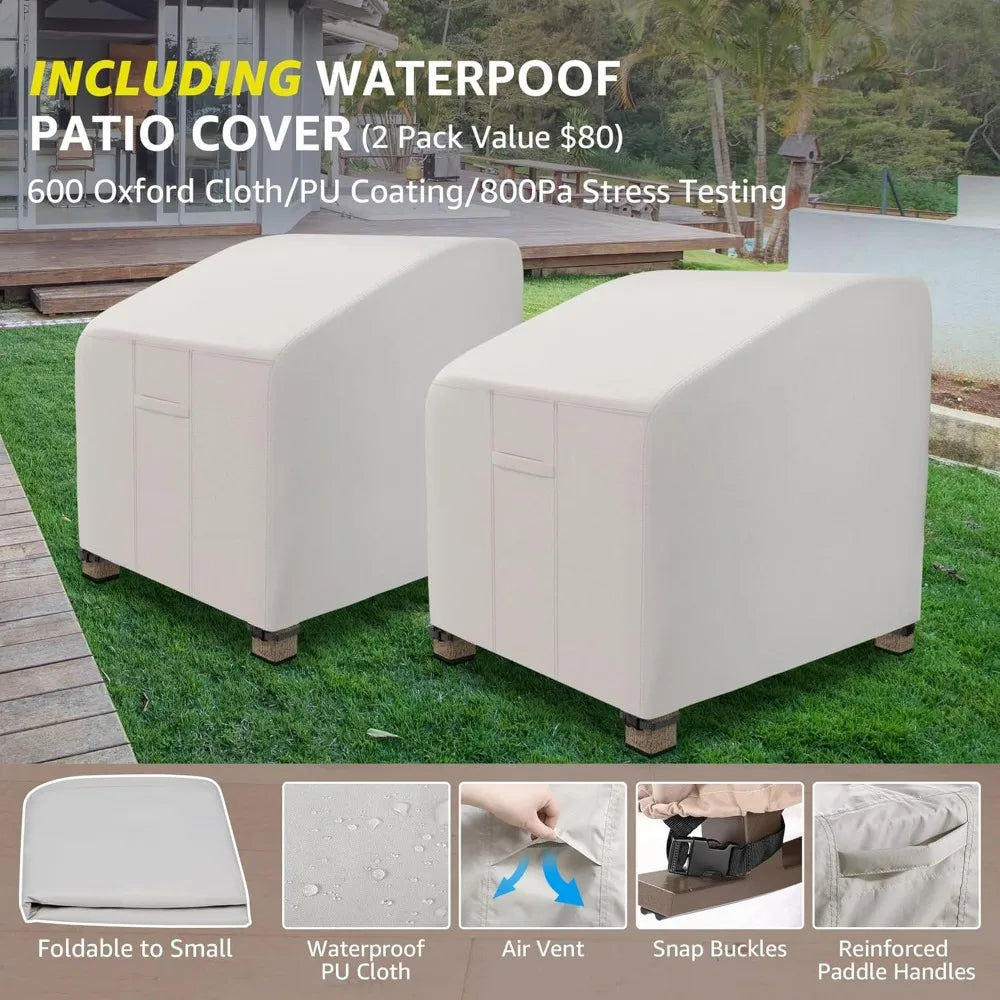 Rocking Bistro Set, 3 Piece Outdoor Patio Conversation Furniture Set with 2 Rockers and 1 Metal Coffee Table with Thick Cushion