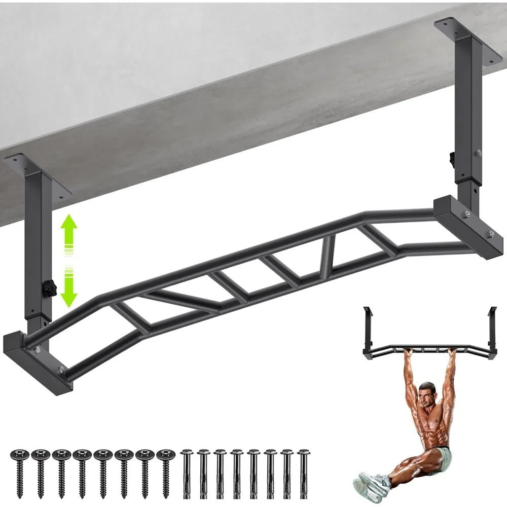 ceiling mounted pull-up bar, heavy-duty multi-grip pull-up bar, adjustable height, perfect for home gyms and strength training