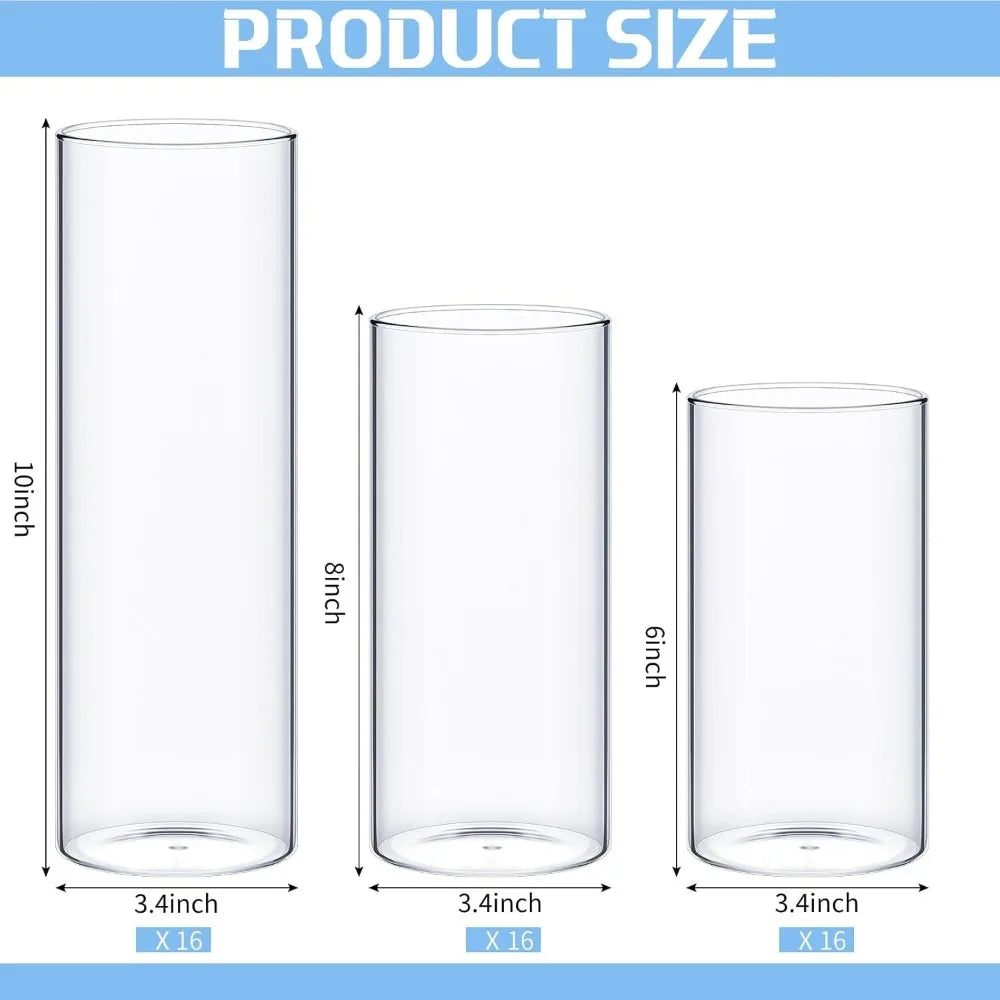 48 pcs glass cylinder vases clear flowers vase decorative 6,8,10 inch floating candles holders table centerpieces for wedding pa