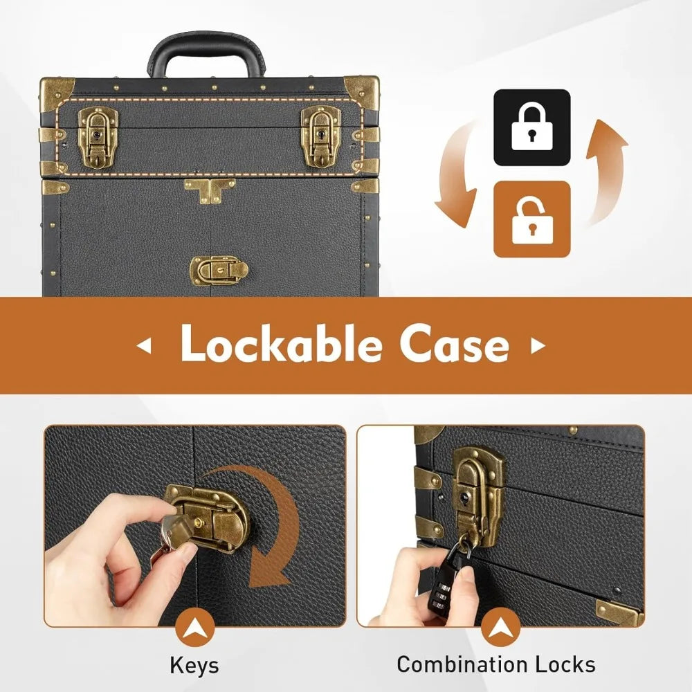 Luggage, Rolling Lockable Makeup Train Case, Hairdressing Trolley Stylist Beauty Salon Cosmetic Luggage Travel Orga