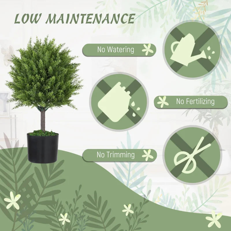 21.7\" Set of 2 Cedar Artificial Topiary Trees Fake Indoor and Outdoor Plants for Home Decor Shipping from the USA