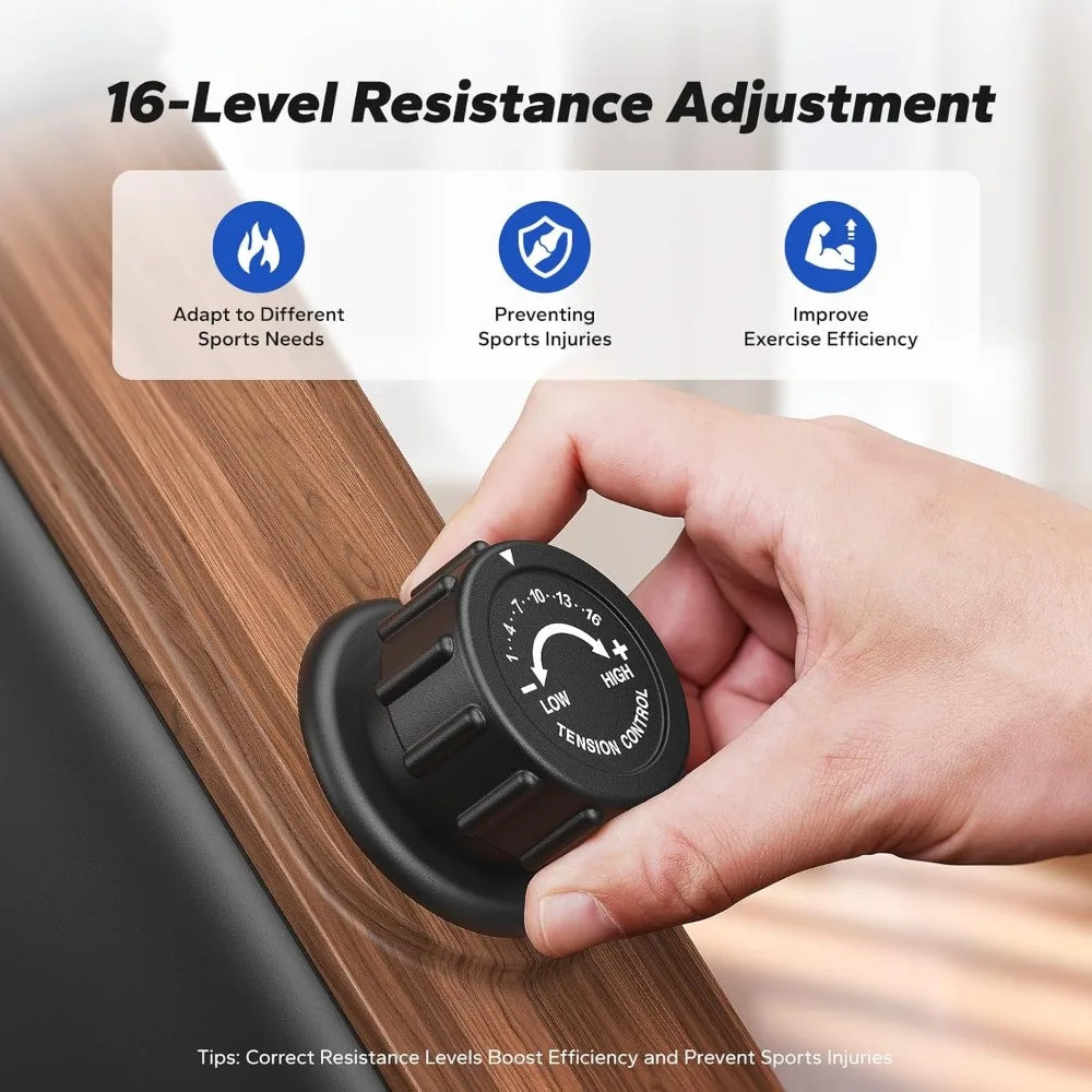 Home Fitness Rowing Machine: Electromagnetic Resistance with Adjustable Cushioned Seat and 16-Level Tension Control