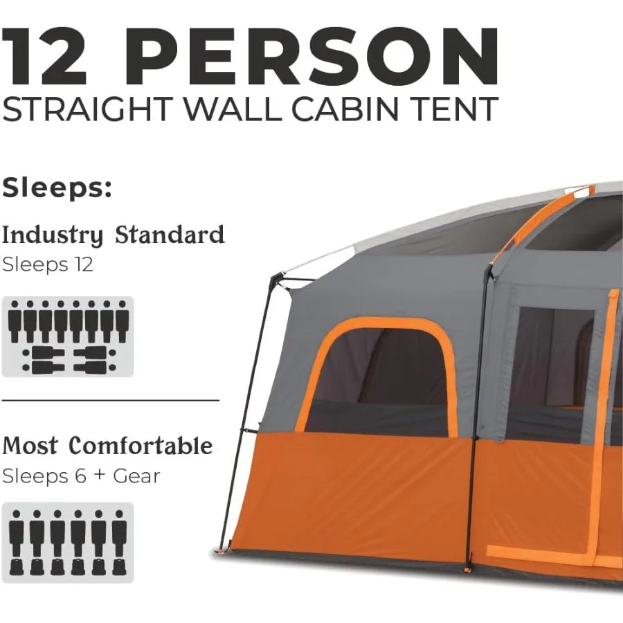 Tent for Family Camping 10 Person/ 11 Person/ 12 Person Large Multi Room Cabin Tents for Car Camping and Outdoor Adventures