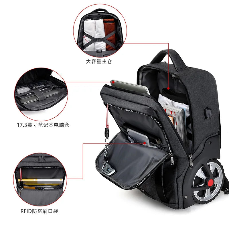 Travel Bag on Wheels Trolley Backpack Business Large Luggage Travel Suitcase Bag Waterproof Rolling Luggage For Women Men Trunk