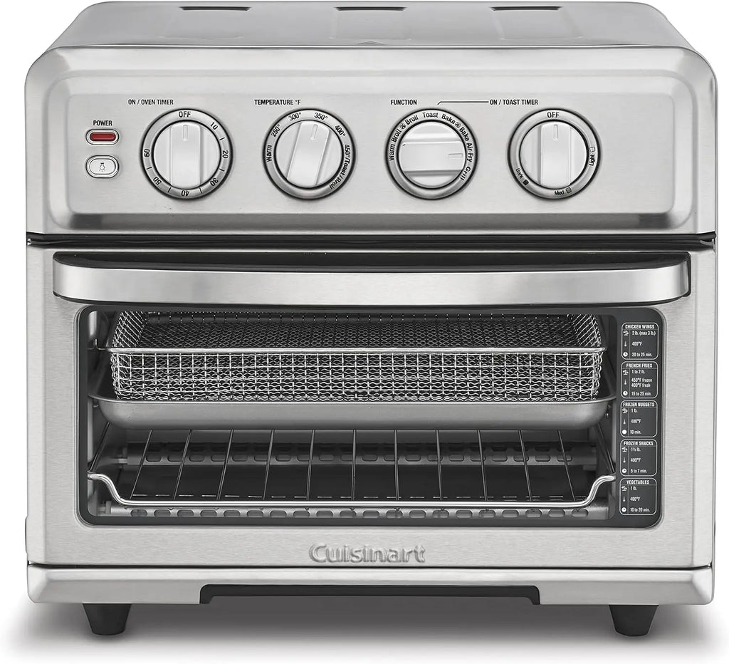 Air Fryer & Convection Toaster Oven, 8-in-1 Stainless Steel, White, with Fruit & Ice Cream Maker Attachment
