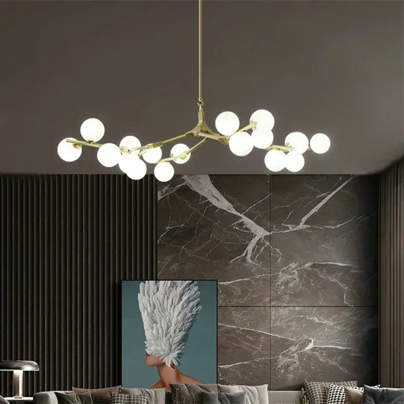 Post Modern Glass Balls LED Pendant Lights Branches Style Chandeliers Ceiling Lamp Living Dining Bedroom Lighting Fixtures