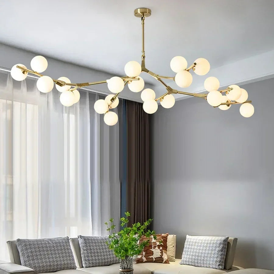 Post Modern Glass Balls LED Pendant Lights Branches Style Chandeliers Ceiling Lamp Living Dining Bedroom Lighting Fixtures