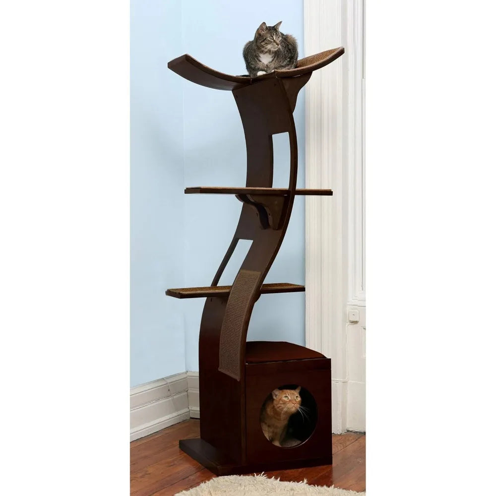 Multi-Level Cat Tree with Scratching Pad, Perches, Climbing House, Play and Relaxation Area for Cats