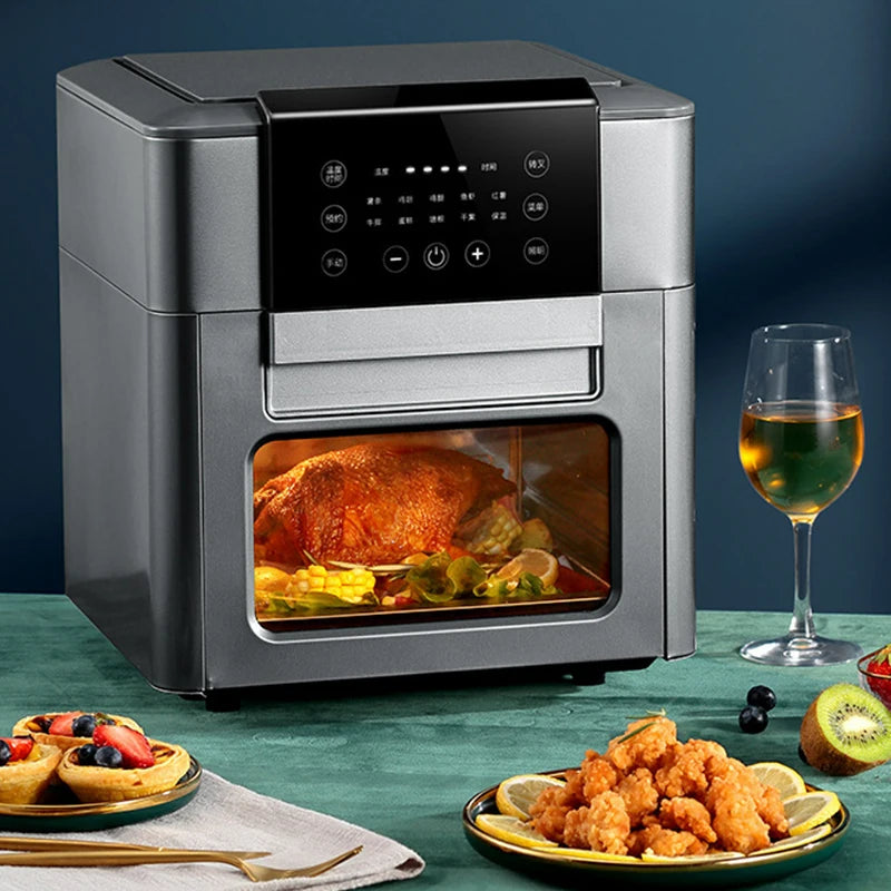 12L Large-Capacity Air Fryer 220V Oil-Free Intelligent Multi-Function Electric Fryer Oven with LED Touch Screen for Household
